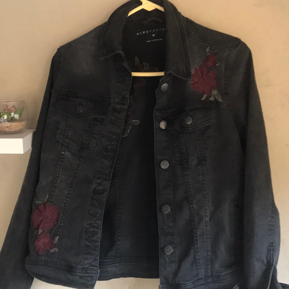 aeropostale black jean jacket (M)